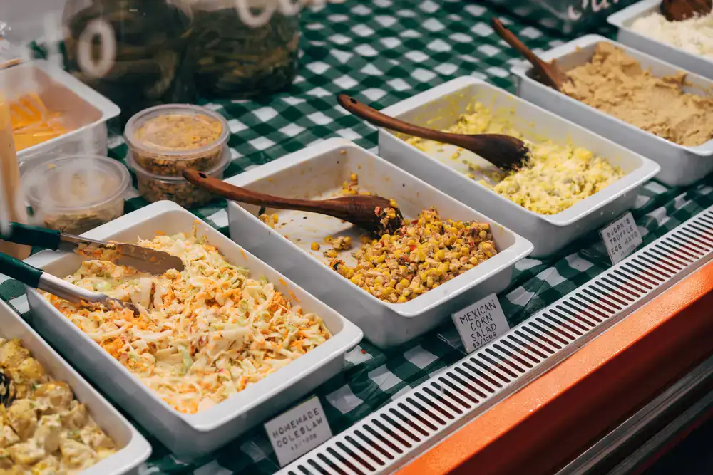 Fresh ingredients at the Curd & Crust deli counter